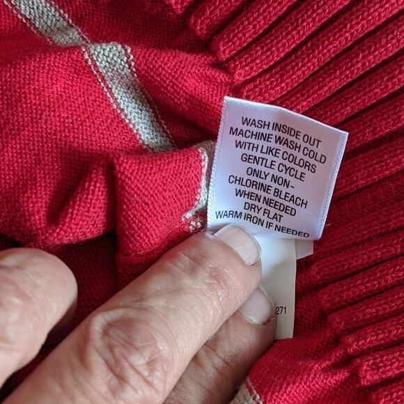 đNWTâWOMEN'SâSONOMA REDâANDâGLITTERYâSILVERâSTRIPEDâSWEATERâ-âXL - Picture 7 of 7